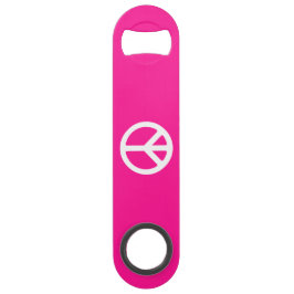 Deep Pink und White Peace Symbol Speedflaschenöffner