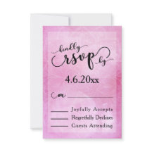 Deep Pink Watercolor Mandala Modern Wedding RSVP 2