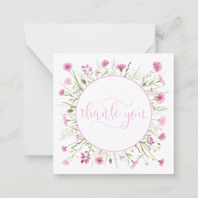 Deep Pink Wildblume Personalisiert Danke Mitteilungskarte (Vorderseite)