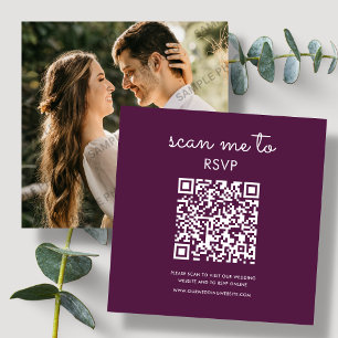 Deep Plum Lila   RSVP QR Code für Hochzeiten Begleitkarte
