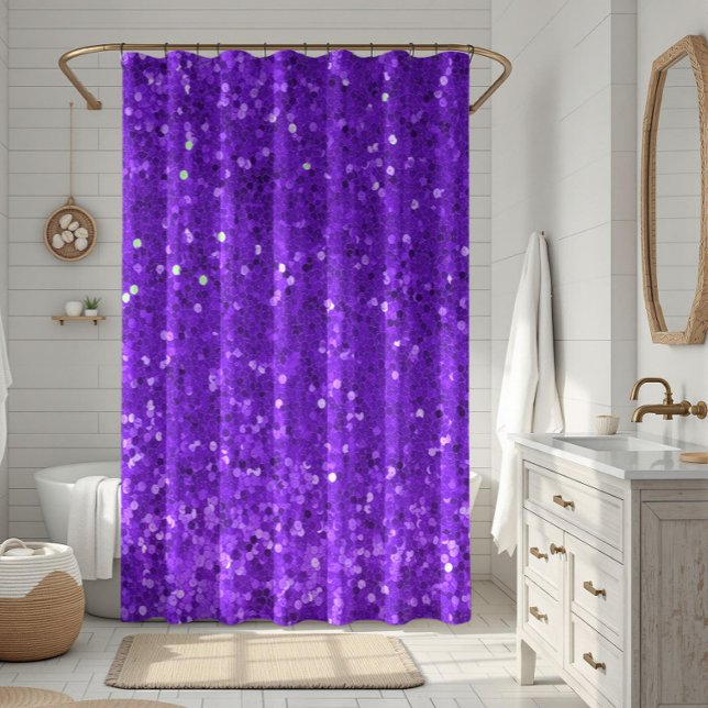Deep Purple Glam Faux Glitter Pattern Duschvorhang (Von Creator hochgeladen)