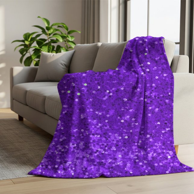 Deep Purple Glam Faux Glitter Pattern Fleecedecke (Von Creator hochgeladen)