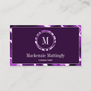 Deep Purple Marble Achat Professional Monogramm Visitenkarte