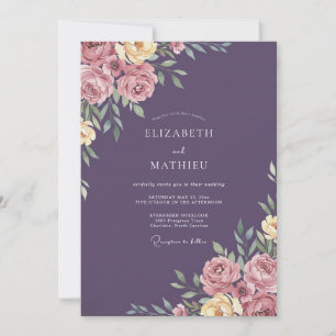 Deep Purple Petal Hochzeit Einladung