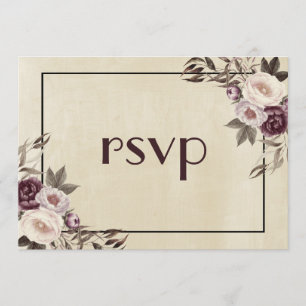 Deep Purple Pfingstrosen Hochzeit RSVP Einladung