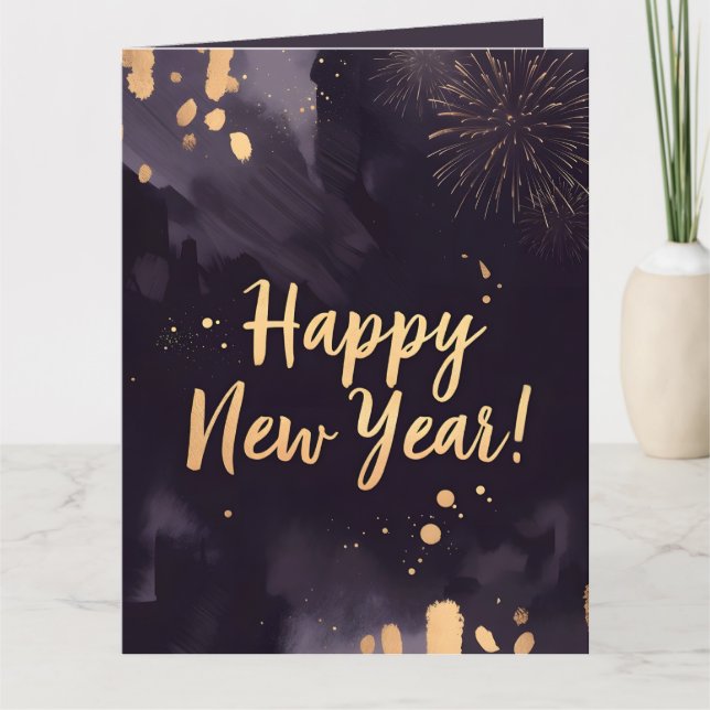 Deep Purple Strokes-New Year's Card Karte (Vorderseite)