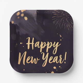 Deep Purple Strokes-New Year's Card Pappteller
