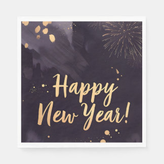Deep Purple Strokes-New Year's Card Serviette