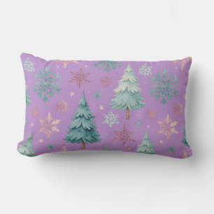Deep Purple Weihnachtsbaum & Schneeflocken-Wurfkis Lendenkissen