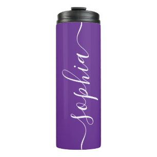 Deep Purple White Schrift Custom Thermal Tumbler Thermosbecher