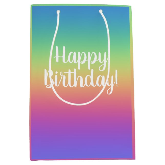 Deep Rainbow Gradient Birthday Geschenktasche Mittlere Geschenktüte (Vorderseite)