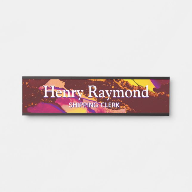 Deep Red Acrylic Flow Art Desk Namplate Türschild (Vorderseite )
