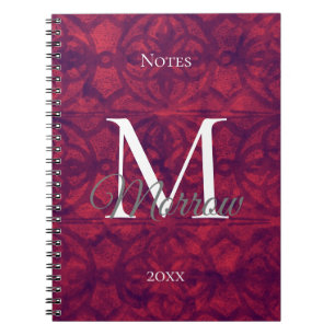 Deep Red Batik Name and Year Notizblock