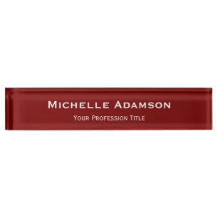 Deep Red Beruflich Schlicht Modern Namensplakette