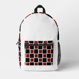 Deep Red & Black Modern Geometric Backpack . Bedruckter Rucksack