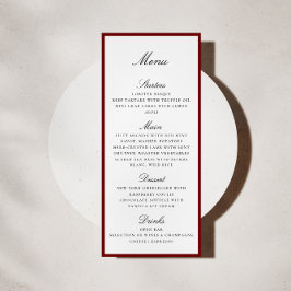 Deep Red Border Wedding Menu Card Menükarte