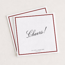 Deep Red Border Wedding Napkins Serviette