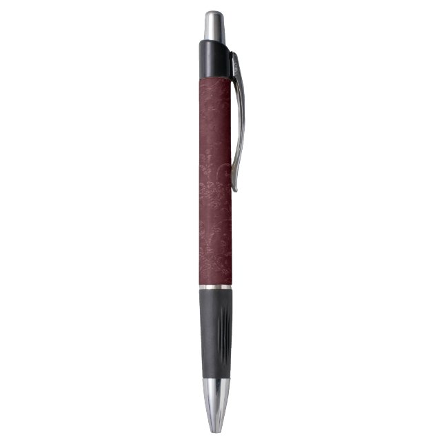 Deep Red Burgundy Floral Christmas Kugelschreiber (Unterseite (Vertikal))