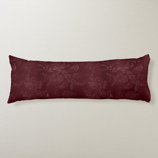 Deep Red Burgundy Floral Christmas Seitenschläferkissen (Vorderseite)