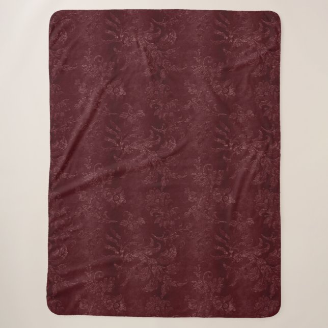 Deep Red Burgundy Floral Christmas Sherpadecke (Vorderseite)