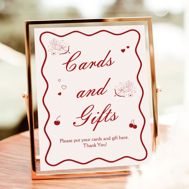Deep Red Cherry Bridal Shower Cards and Gifts Poster (Von Creator hochgeladen)