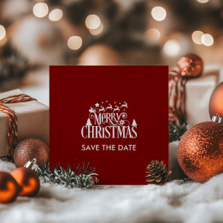 Deep Red Christmas Brunch Party Save The Date