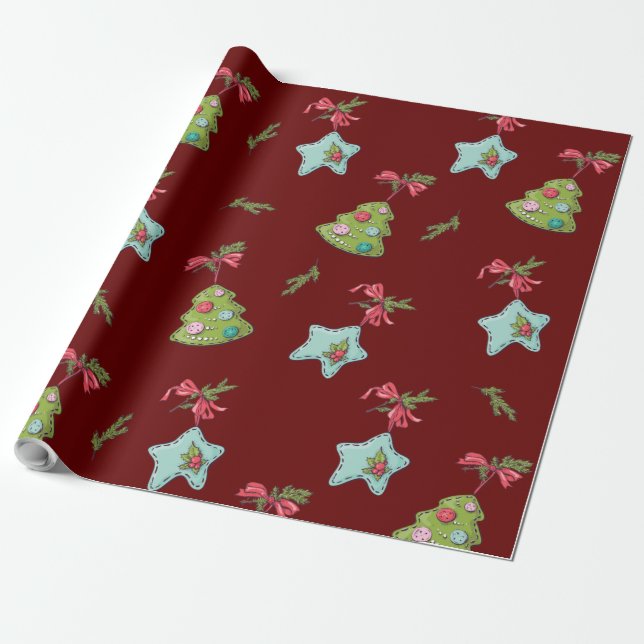 Deep Red Christmas Decorations Geschenkpapier (Ungerollt)