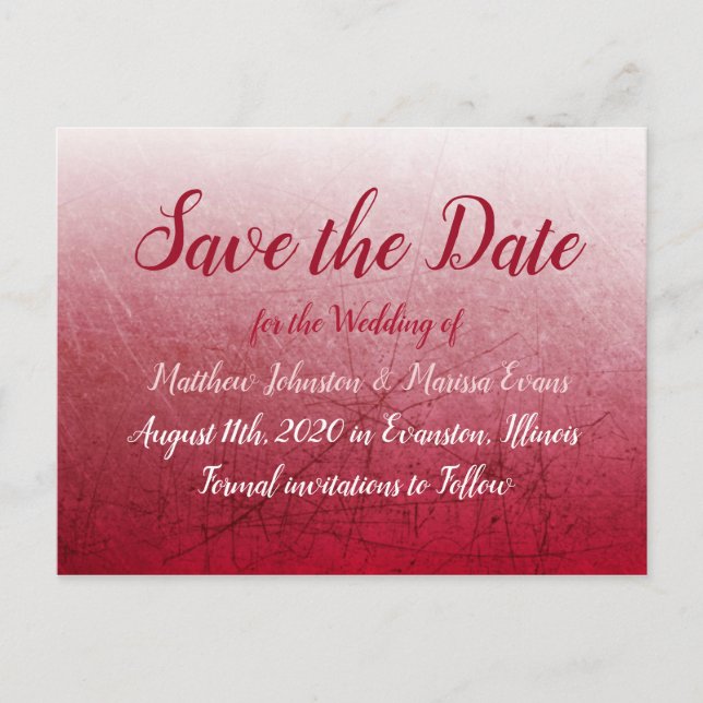 Deep Red Fade Bubbles Save the Date Postcard Postkarte (Vorderseite)