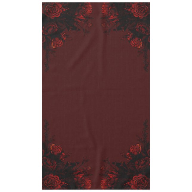Deep Red Floral Elegante Gotische Hochzeit Tischdecke (Vorderseite)