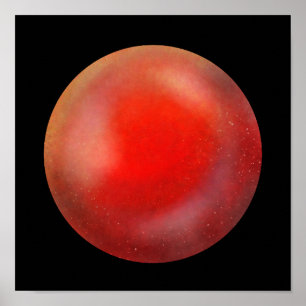 Deep Red Galaxy Orb - Crimson Marble Print Poster