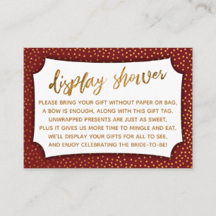 Deep Red & Gold Confetti Display Showkarte Begleitkarte