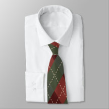 Deep Red & Green Christmas Rauten Necktie