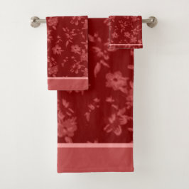 Deep Red Greyfloral Muster Badhandtuch Set