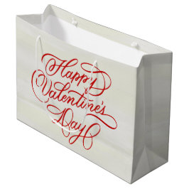 Deep Red Happy Valentines Day Calligraphy Große Geschenktüte