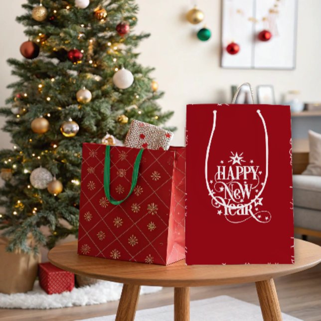 Deep Red Holiday New Year Mittlere Geschenktüte (Deep Red Holiday New Year Medium Gift Bag)