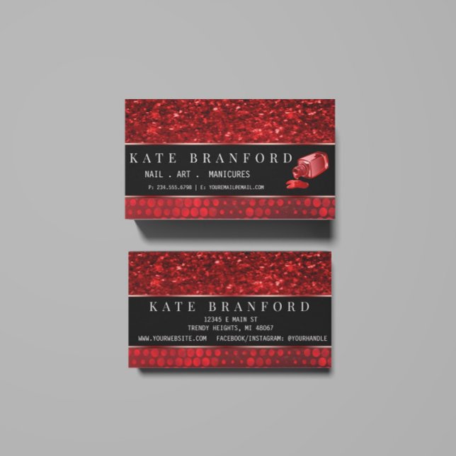 Deep Red Imitats Glitzer Nail Art Museo Cantonale  Visitenkarte (Von Creator hochgeladen)