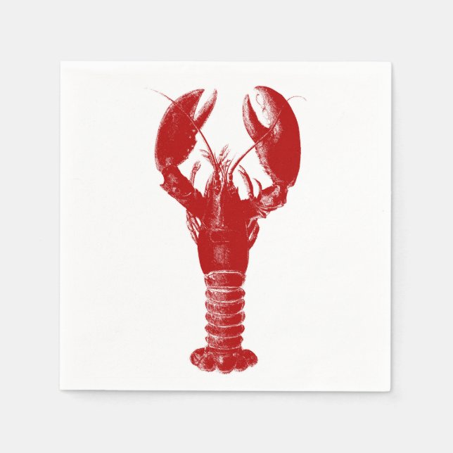 Deep Red Lobster auf Weiß Serviette (Vorderseite)
