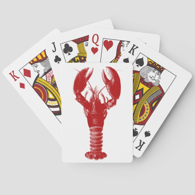 Deep Red Lobster auf Weiß  Spielkarten (Rückseite)