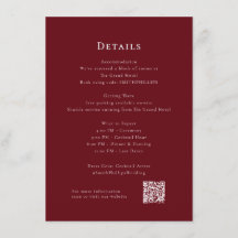 Deep Red Modern Wedding Details Eintrittskarte