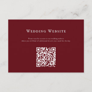 Deep Red Modern Wedding Website QR Code Card Begleitkarte