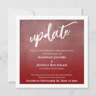 Deep Red Ombre - Hochzeitsupdate-Karte verschoben Einladung
