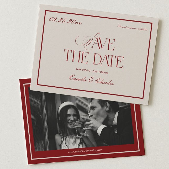 Deep Red Opera Wedding Save the Date Photo Einladung (Von Creator hochgeladen)