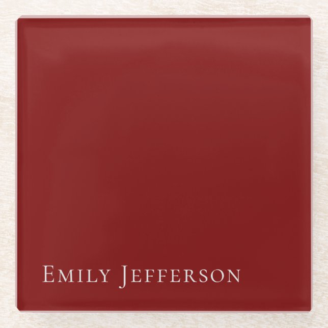 Deep Red Plain Elegant Professional Modern Glasuntersetzer (Vorderseite)