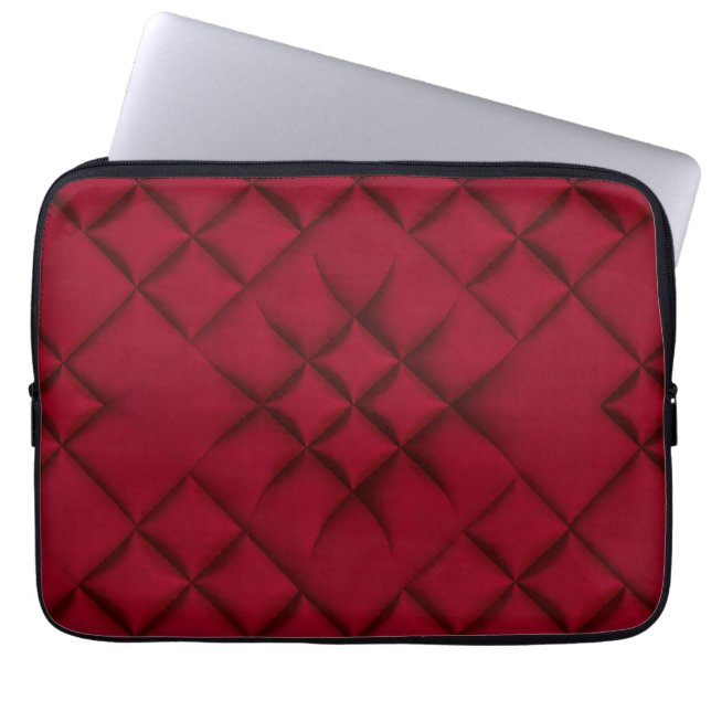 Deep Red Quilted Leather Pattern Laptopschutzhülle (Vorderseite)
