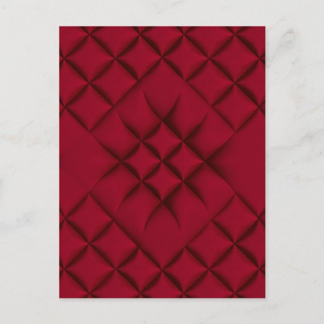 Deep Red Quilted Leather Pattern Postkarte (Vorderseite)