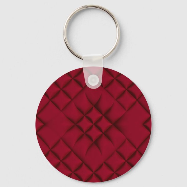 Deep Red Quilted Leather Pattern Schlüsselanhänger (Vorderseite)