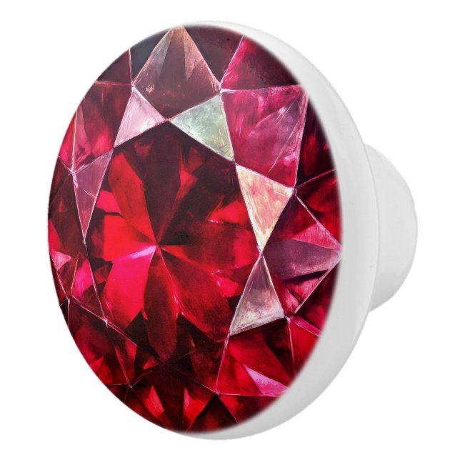 Deep Red Ruby Gem Muster Keramikknauf (Rechts)