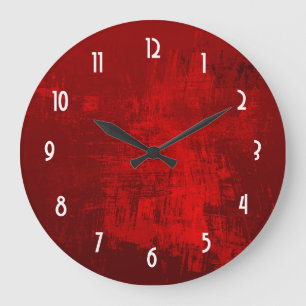 Deep Red RusticTextur Abstract Background Große Wanduhr