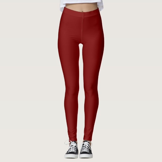 Deep Red Solid Color Leggings (Vorderseite)