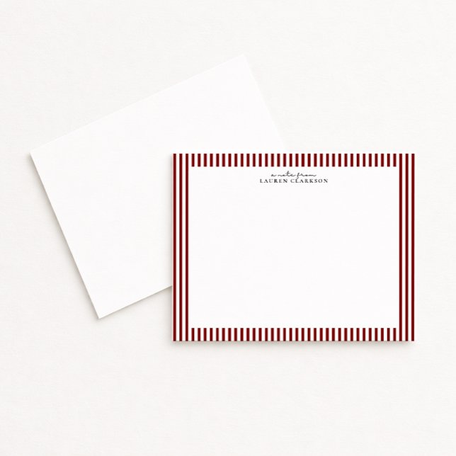 Deep Red Stripe Border Note Card Einladung (Von Creator hochgeladen)